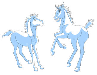 2 little foals lineart