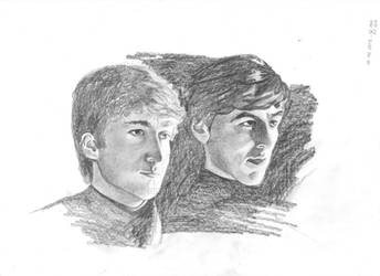 young john lennon and george harrison by bizdikbirt