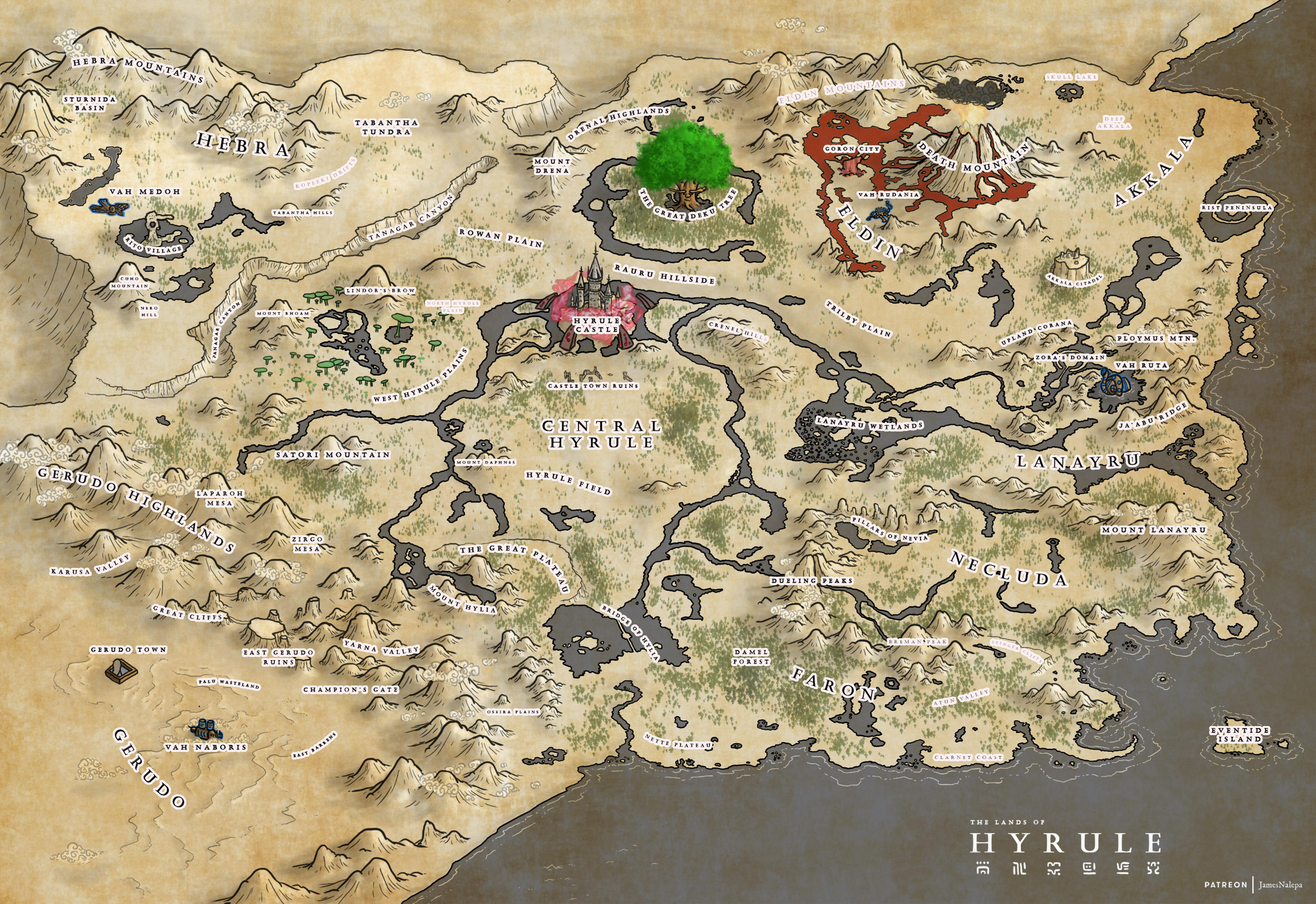 Hyrule Map: The Legend of Zelda Breath of the Wild by ...