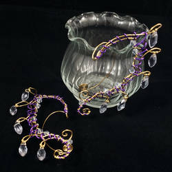 Frilled Gold and Purple Ear Cuffs