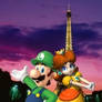 Luigi and Daisy in Paris at night