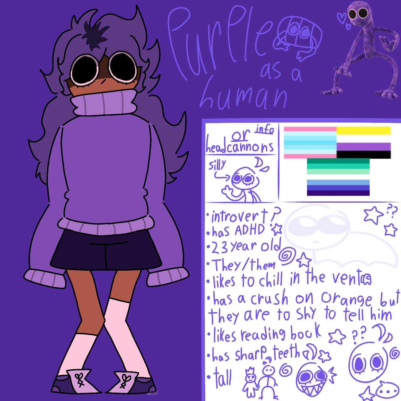 Purple from rainbow friends as a human by macandcheese553 on DeviantArt