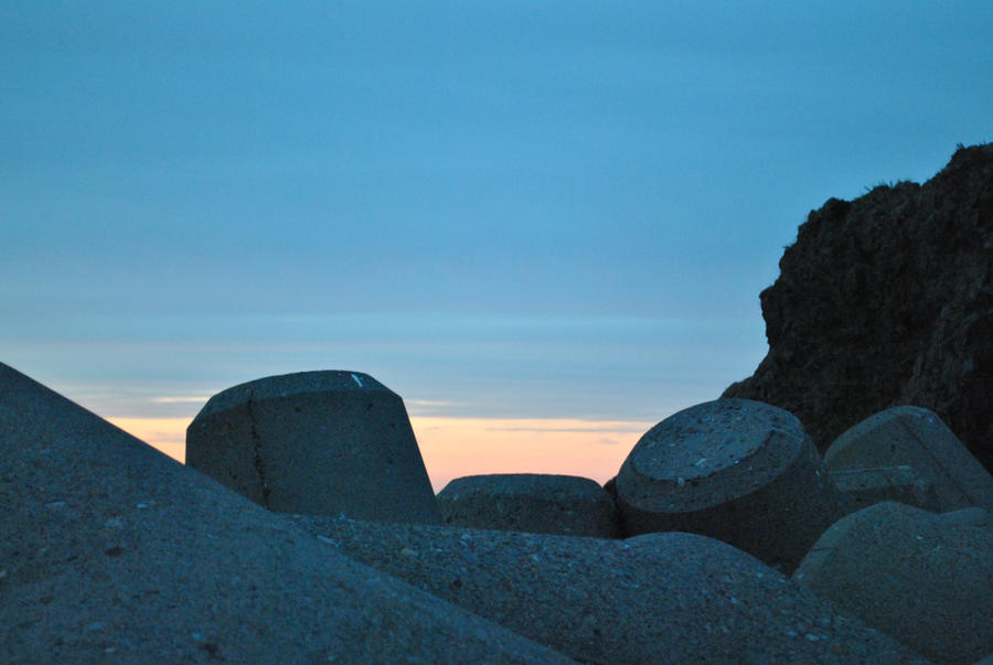 Sea Wall and Sunset