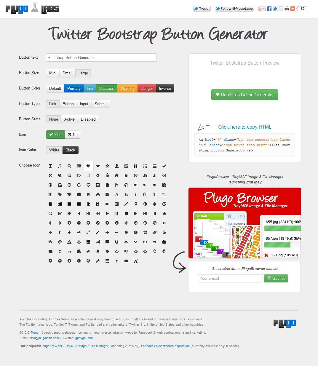 Twitter Bootstrap Button Generator