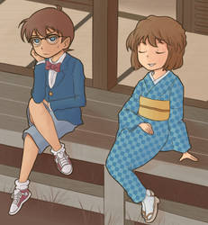 Edogawa Conan and Haibara Ai