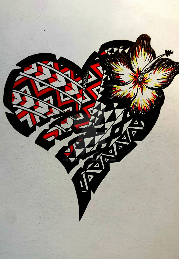 Flower Polynesian Tribal Tattoo Design