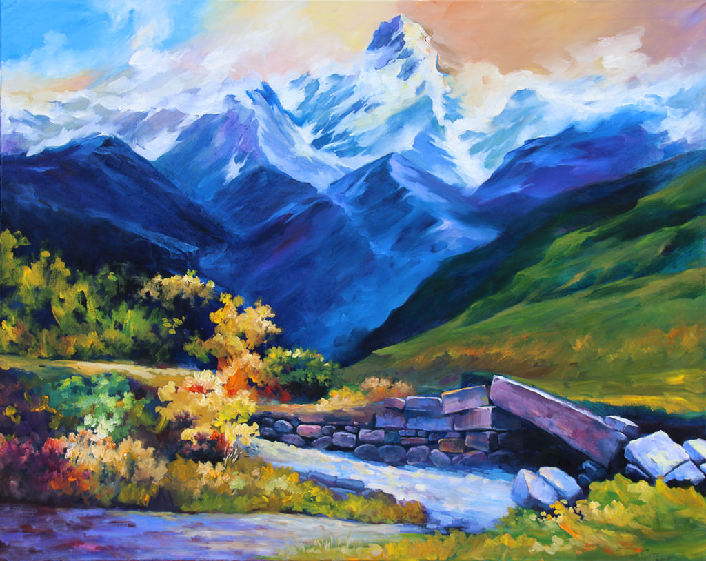 Tibetan Mountains - oil