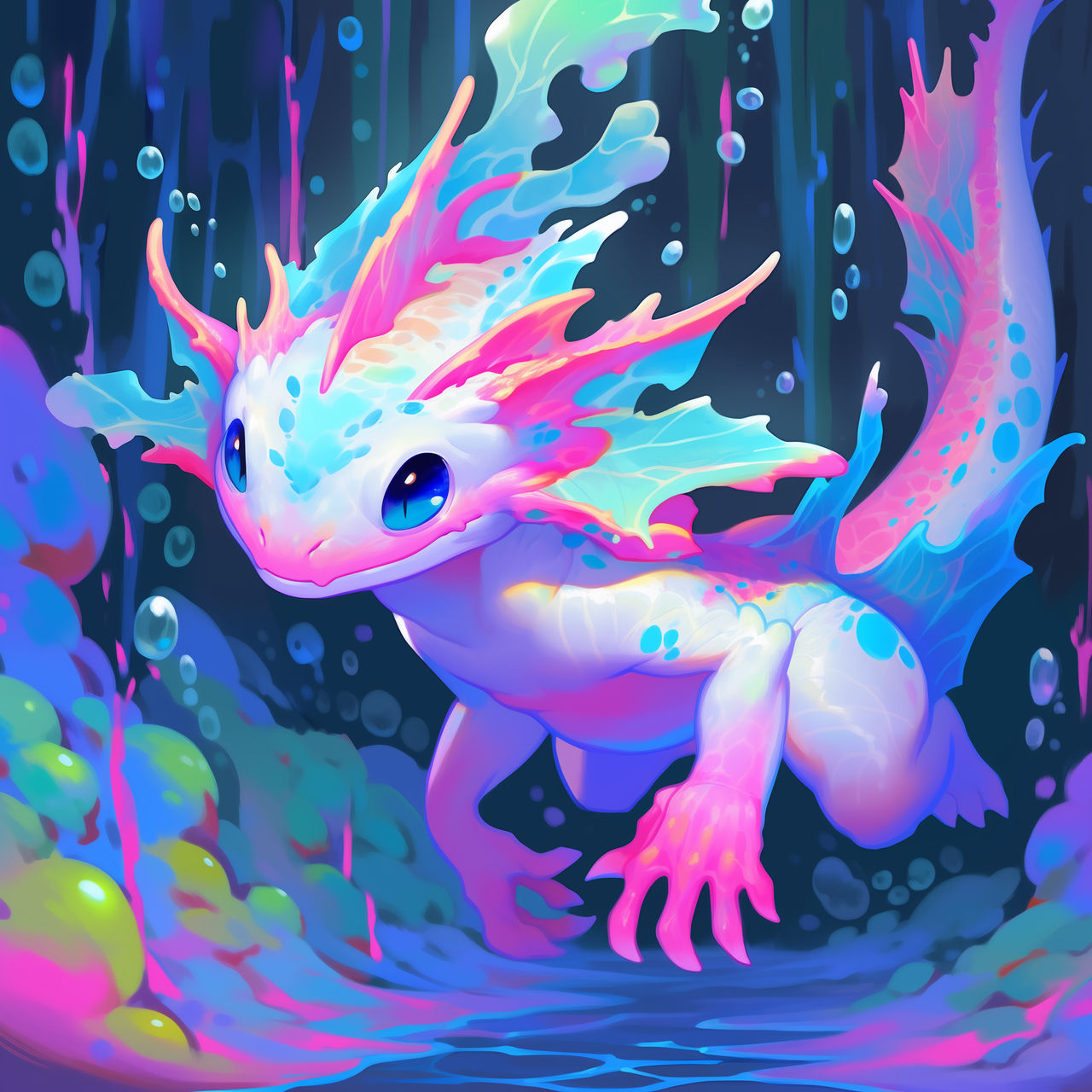 Neon Axolotl Dragon By Liquidcognition On DeviantArt neon-axolotl-dragon-by-liquidcognition-on-deviantart