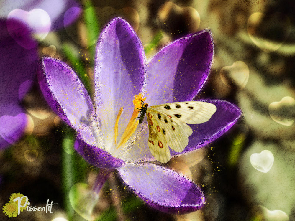 Butterfly and Crocus by Pissenlit00