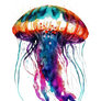 Colorful Jellyfish Watercolor Painting Portrait
