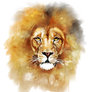 Majestic Regal Lion Watercolor Painting Portrait
