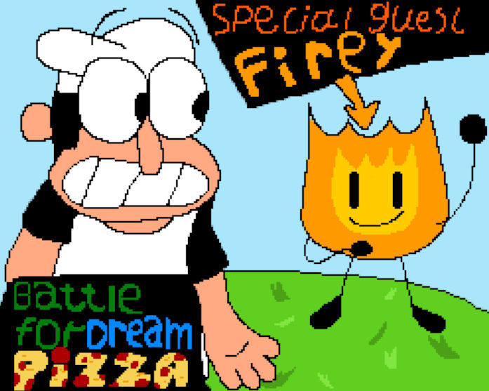 Give me ideas of combining Pizza Tower and BFDI comic studios