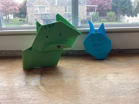 Origami Cat And Rabbit Face