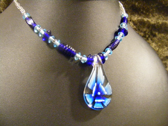 Lampwork in blue and clear