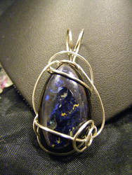 free form wire wrapped azurite intarsia