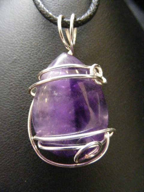 free form amethyst  drop in silver