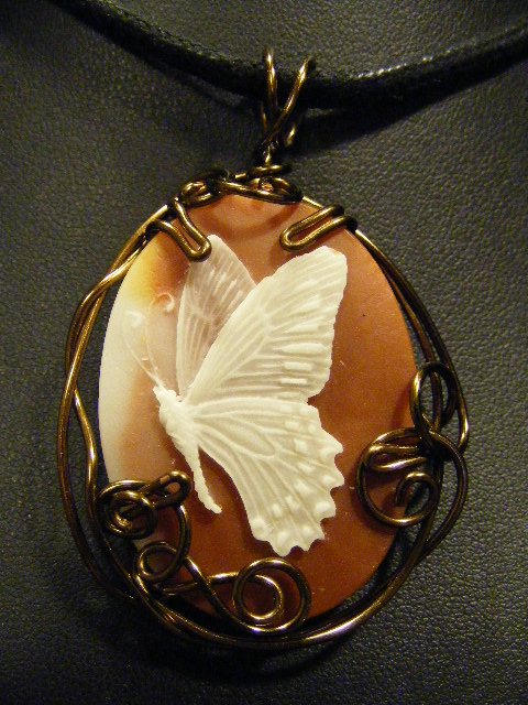 free form wrapped butterfly cameo