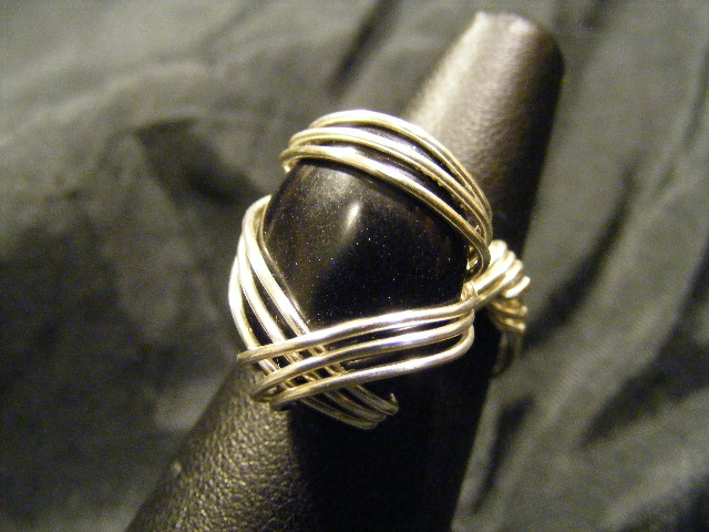 freeform blue gold stone ring