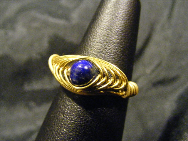 herringbone ring lapis and brass