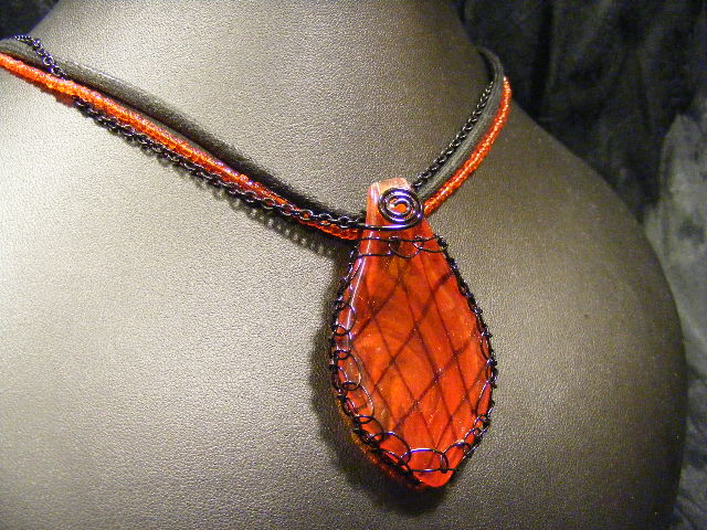 red and black chain necklace