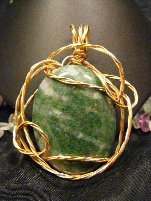 twisted freeform african jade pendant