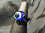 simple bead blue eye and black ring by BacktoEarthCreations