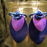 scale earrings blue and purple