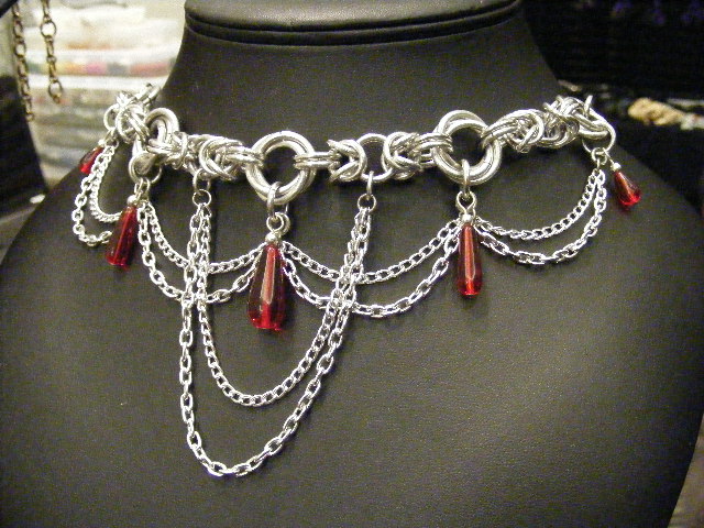 red drop mobius byz necklace with drapes