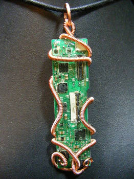 wrapped copper circuit pendant