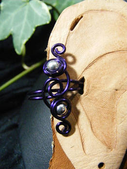 purple and silver bead ear cuff