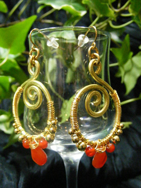 Golden Aluminum Wire Spiral Earrings