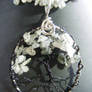 Tourmalated Quartz Chips, Black Bark in silver