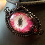 Simple Wrap Eye Edged In Beads Red And Silver