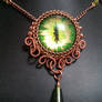 Earth Eye in Copper Coiled Wire with Green Drop