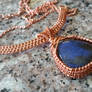 labradorite in woven copper