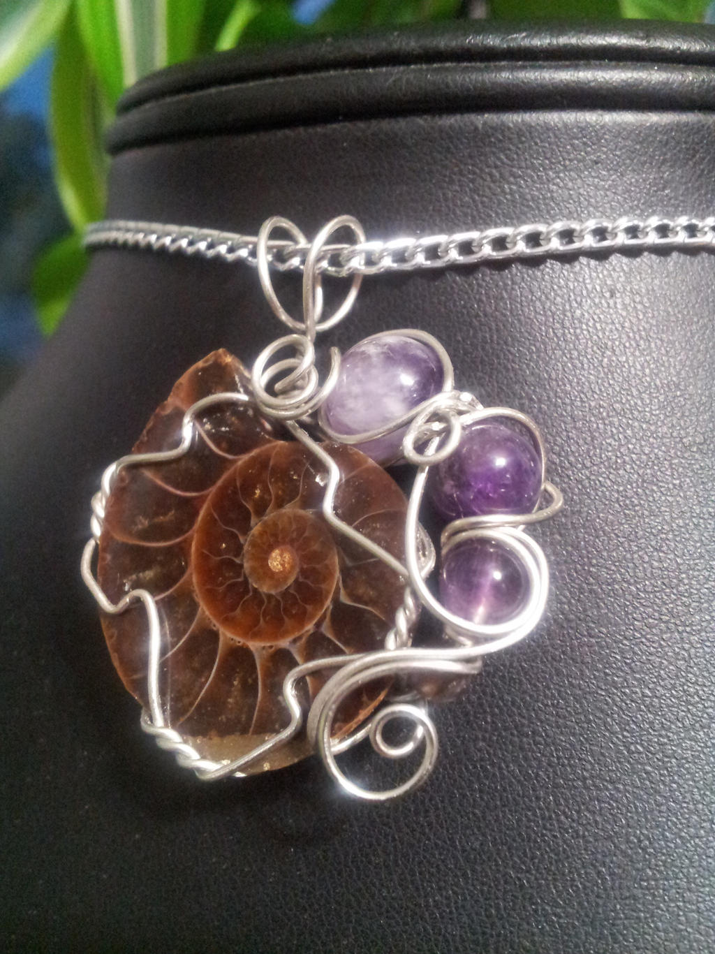 Ammonite And Amethyst In Silver by BacktoEarthCreations