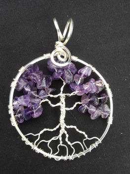 Amethyst Round Tree In Silver