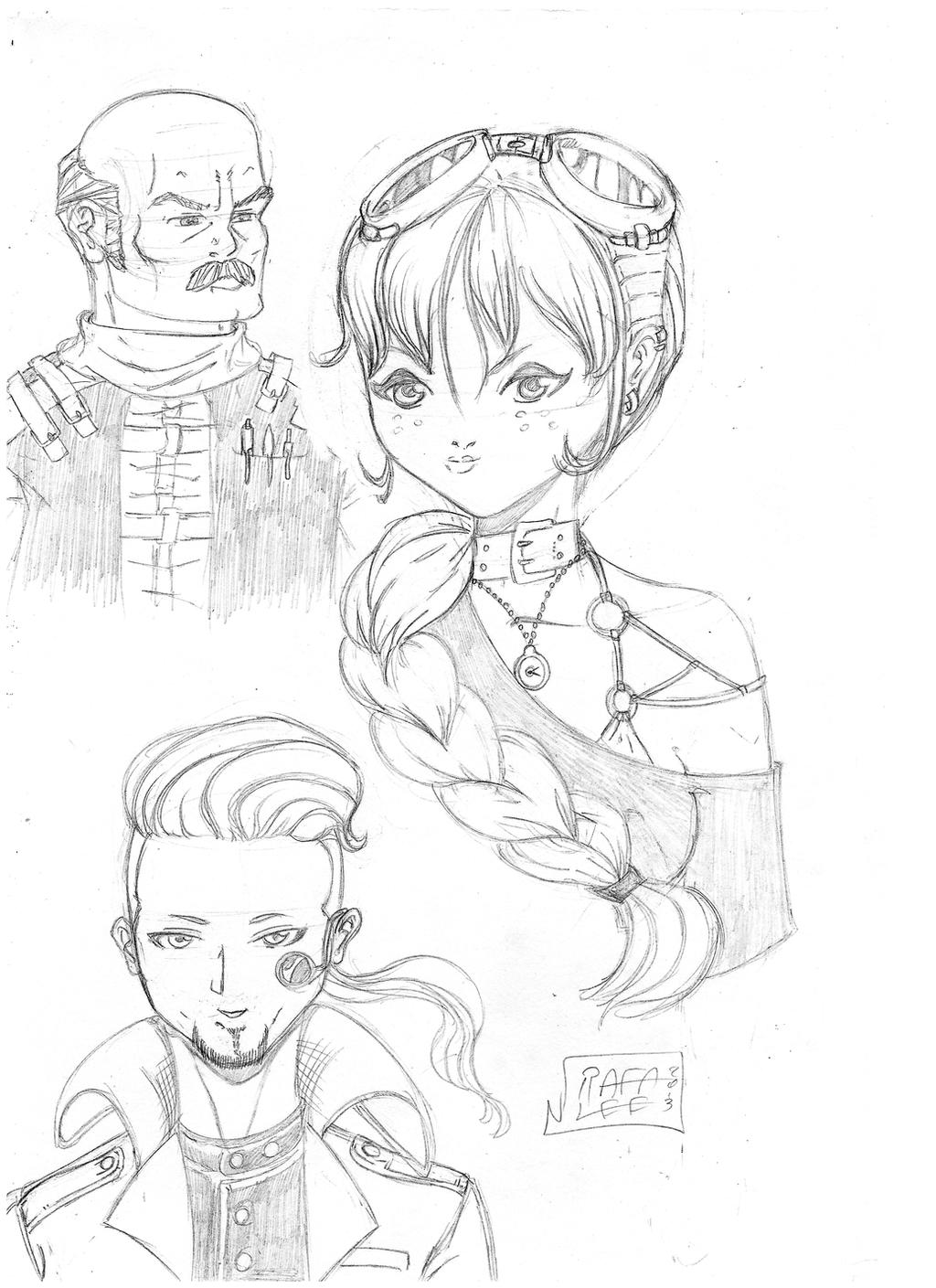 Characters sketchs for a new Manga