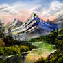 Fantasy Mountain Acrylic Painting
