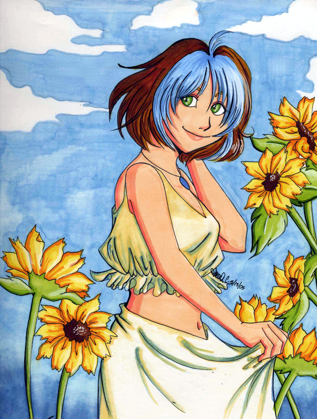 Blue Sky and Sunflowers