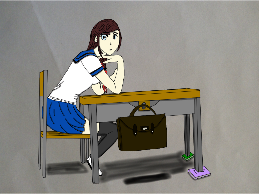Anime School Girl At Desk By Pricey1600 On Deviantart
