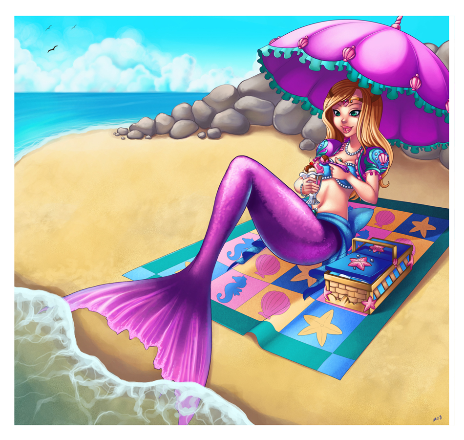 Purple Mermaid and Ice Cream by DigiAvalon