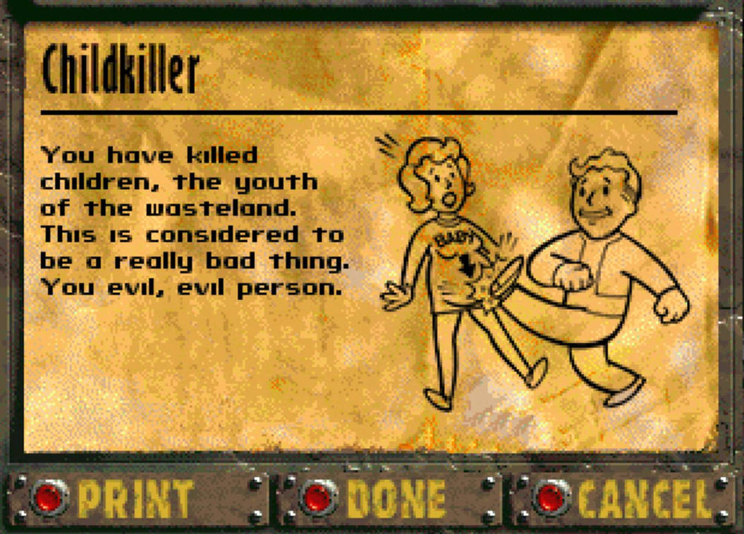 Лучший перевод фоллаут 2. Fallout 1 перк. Перк детоубийца Fallout 2. Перк детоубийца Fallout.