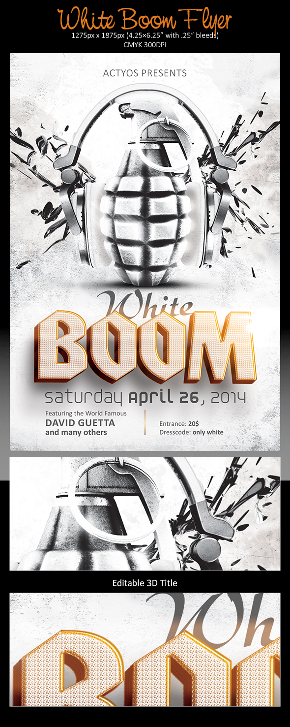 White Boom Flyer Template | FREE PSD