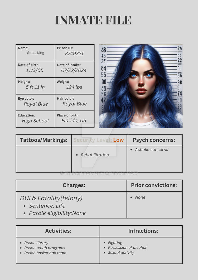 Inmate File Layout Grace King File by Inmate900 on DeviantArt
