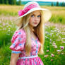 Beautiful Russian Girl Wearing a Pink Floral Dress