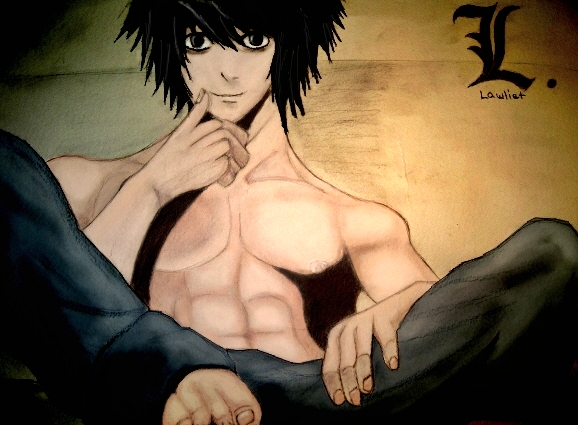 L Lawliet (Ryuzaki) Death Note Fan Art by mozzistudios on DeviantArt