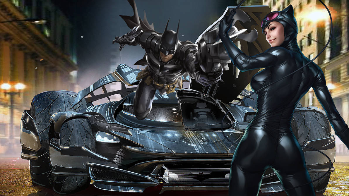 Catwoman And Batman And Batmovel Arkham Knight by Arkhamverse on DeviantArt