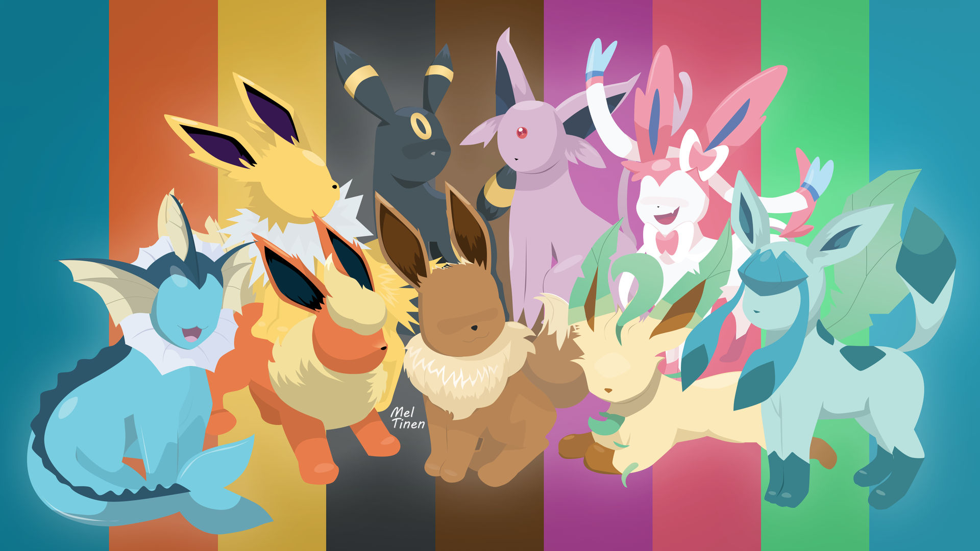 Pokemon: Eeveelutions - Minimalist Wallpaper by Meleusou on DeviantArt