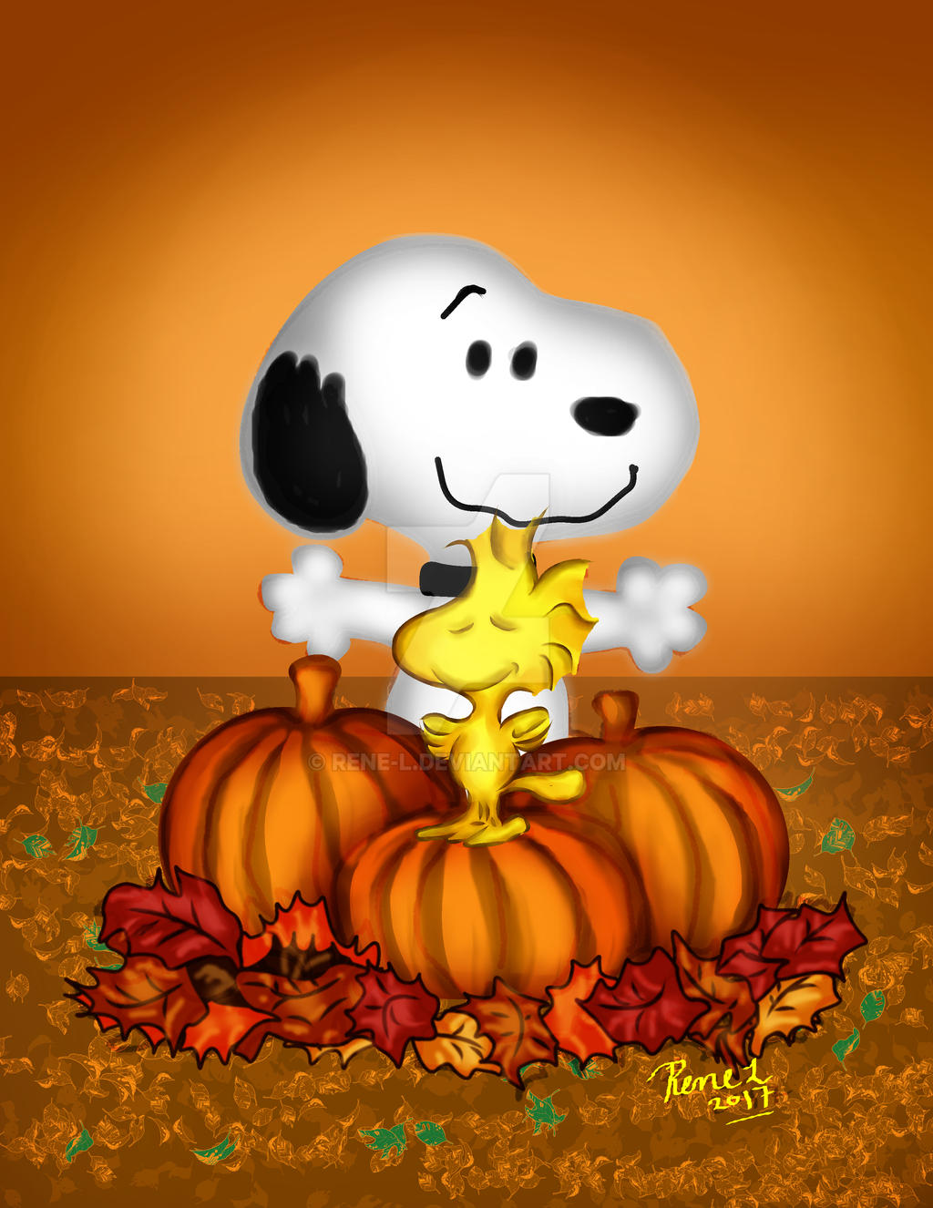 Snoopy and Woodstock love Fall by Rene-L on DeviantArt